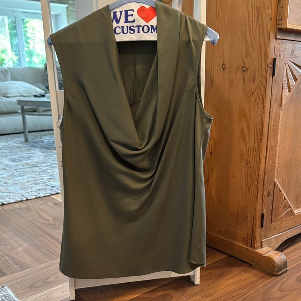 Olive Green Sleeveless Drape Top